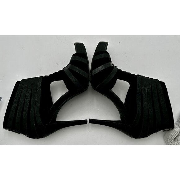 Donald J Pliner Gladiator Heels Blk 9.5M Platform Stiletto Sandals Made in Spain - Picture 3 of 8